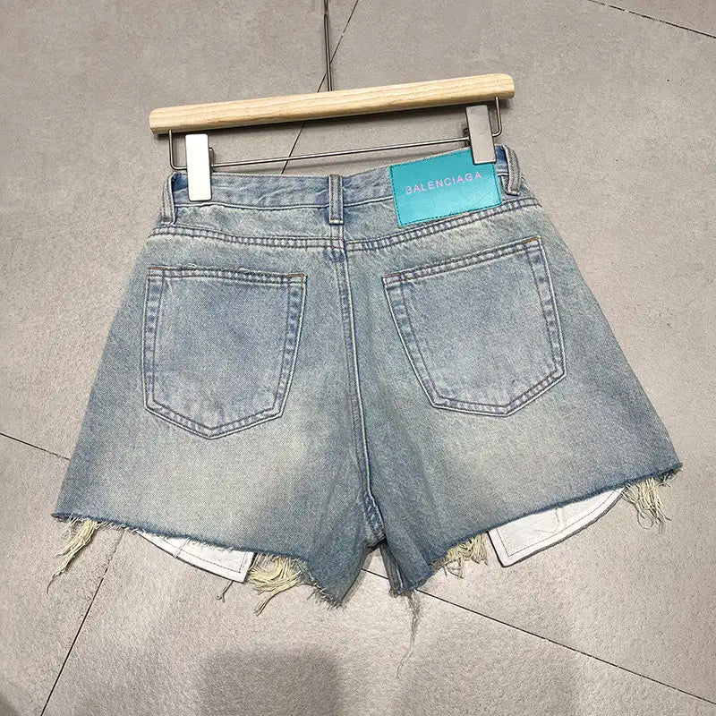 Patchwork Denim Shorts