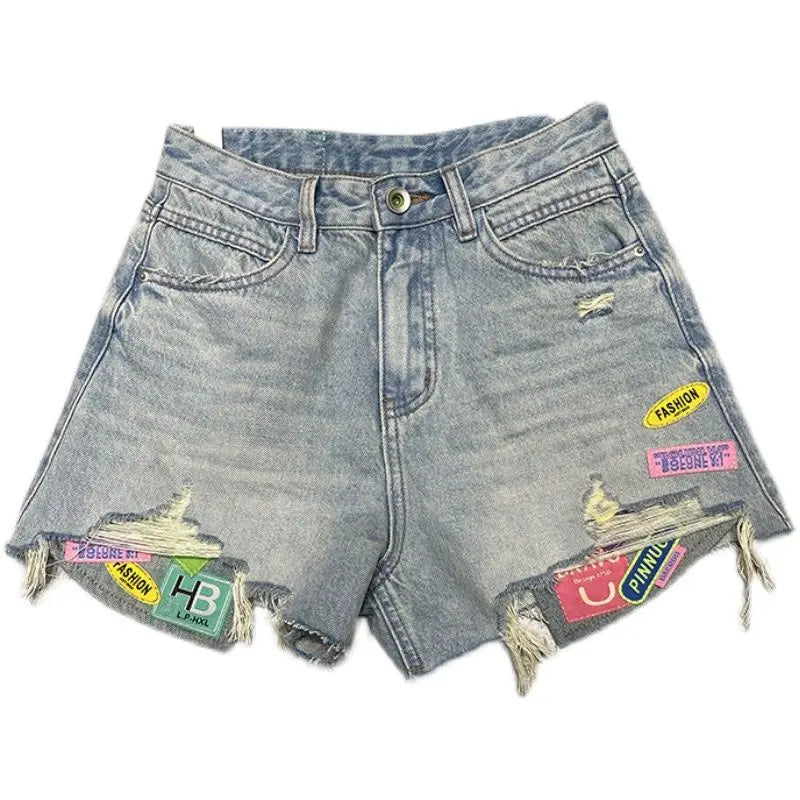 Patchwork Denim Shorts