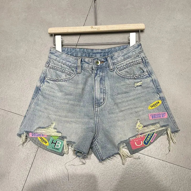 Patchwork Denim Shorts